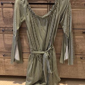 Flowy green-white romper